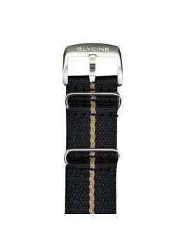 Glycine  Nylon Strap Nato Black / Grey Stripe 22 mm