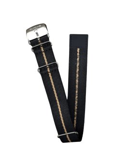 Glycine  Nylon Strap Nato Black / Grey Stripe 22 mm